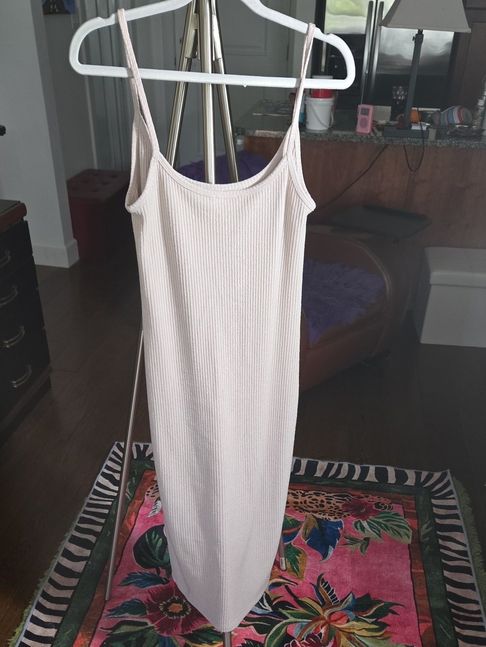 Light Pink Ribbed Slip Dress - Women